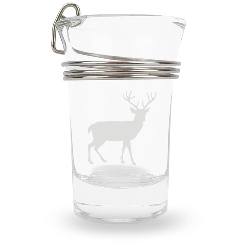 JELEŃ – grawerowany myśliwski kieliszek + uchwyt