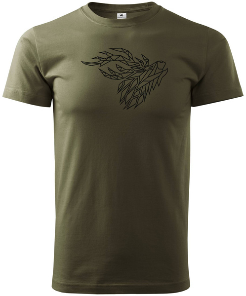 Koszulka T-shirt z myśliwskim nadrukiem geometrycznym Byk na rykowisku