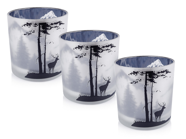 Zestaw 3 sztuk ozdobnych świeczników do tea lightów z myśliwskim wzorem BYKA