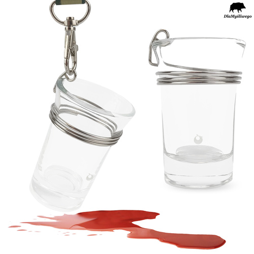 Kieliszek szklany z dziurką + uchwyt do smyczy