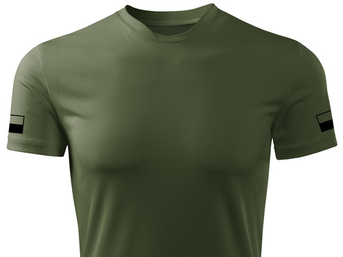 Termoaktywna koszulka wojskowa khaki - nadruk gaszone Flagi Polski