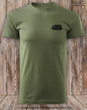 Myśliwska koszulka bawełniana T-shirt khaki mały nadruk - NIE MAM CZASU JADĘ DO LASU