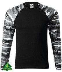 Koszulka longsleeve czarna z kamuflażem szarym