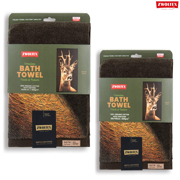 Komplet myśliwskich ręczników bawełnianych Zwoltex - Rogacz - 50x100cm + 70x140cm