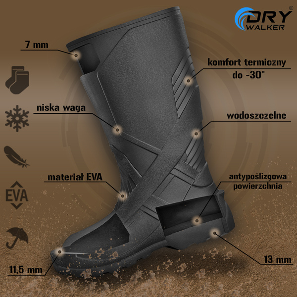 Myśliwskie kalosze DRY WALKER Xtrack Short - zielone