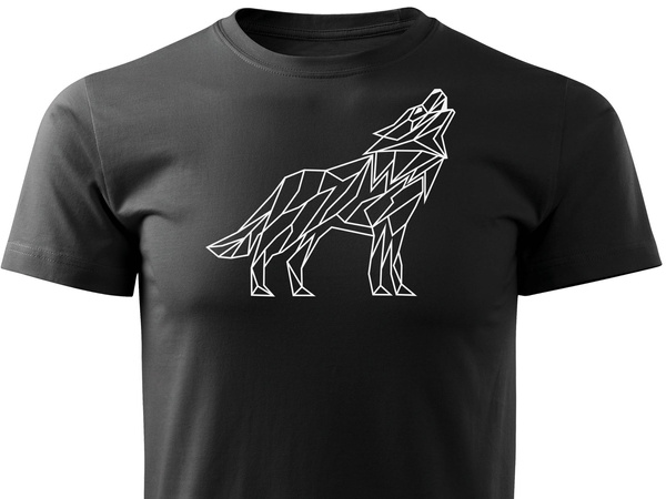 Koszulka T-shirt z myśliwskim nadrukiem geometrycznym Wilk