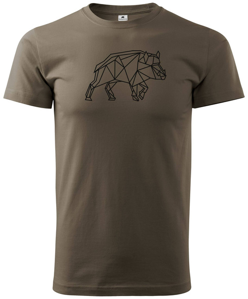 Koszulka T-shirt z myśliwskim nadrukiem geometrycznym Dzik