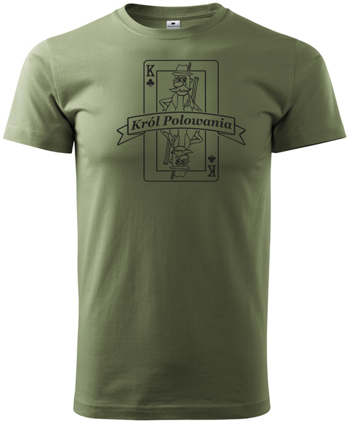T-shirt khaki nadruk KRÓL POLOWANIA