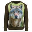 Bluza dziecięca bawełniana, kolor khaki, nadruk WILK