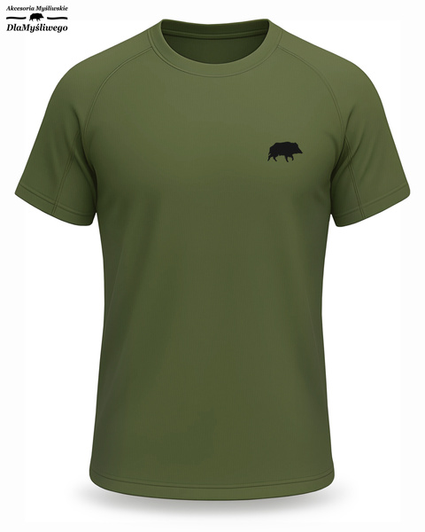 T-shirt termoaktywny khaki nadruk DZIK