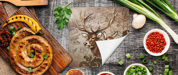 Papierowe serwetki myśliwskie wzór BYK Z ŁANIĄ 33x33cm - 20 sztuk