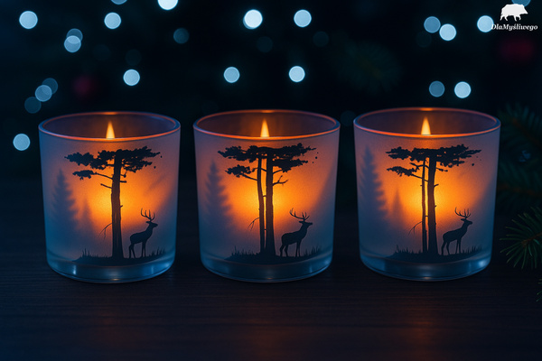 Zestaw 3 sztuk ozdobnych świeczników do tea lightów z myśliwskim wzorem BYKA