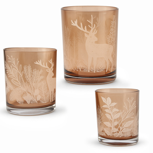 Zestaw 3 sztuk ozdobnych świeczników w łowieckie wzory