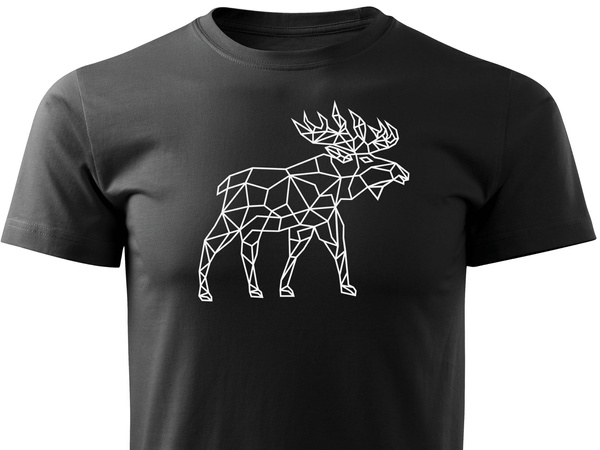 Koszulka T-shirt z myśliwskim nadrukiem geometrycznym Łoś