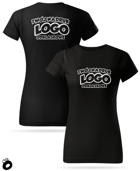 Damska bawełniana koszulka T-shirt z własnym nadrukiem - kolor czarny