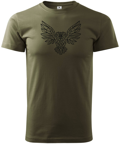 Koszulka T-shirt z myśliwskim nadrukiem geometrycznym Sowa