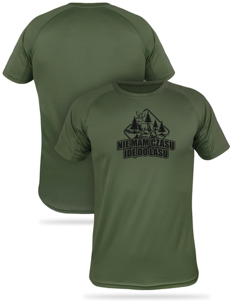 T-shirt termoaktywny khaki nadruk NIE MAM CZASU IDĘ DO LASU wz.1