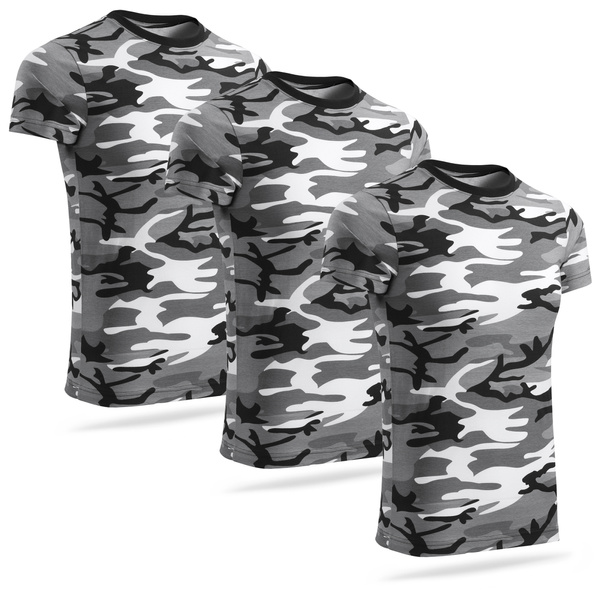 Zestaw 3 sztuk męskich koszulek militarnych T-shirt - urban camo