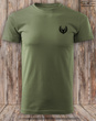 Myśliwska koszulka bawełniana T-shirt khaki mały nadruk - BYK w WIEŃCU