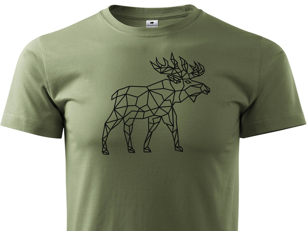 Koszulka T-shirt z myśliwskim nadrukiem geometrycznym Łoś