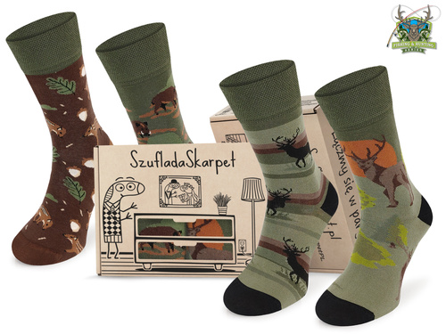 Zestaw skarpetek myśliwskich w pudełku prezentowym DZIKI i BYKI