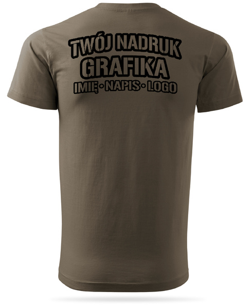 Koszulka T-shirt z własnym nadrukiem - brązowa
