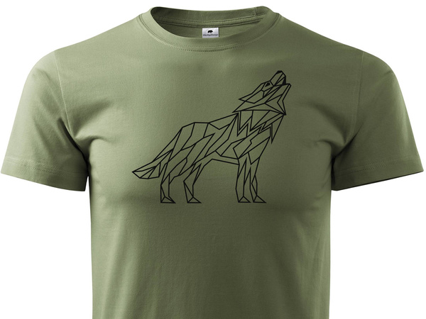 Koszulka T-shirt z myśliwskim nadrukiem geometrycznym Wilk