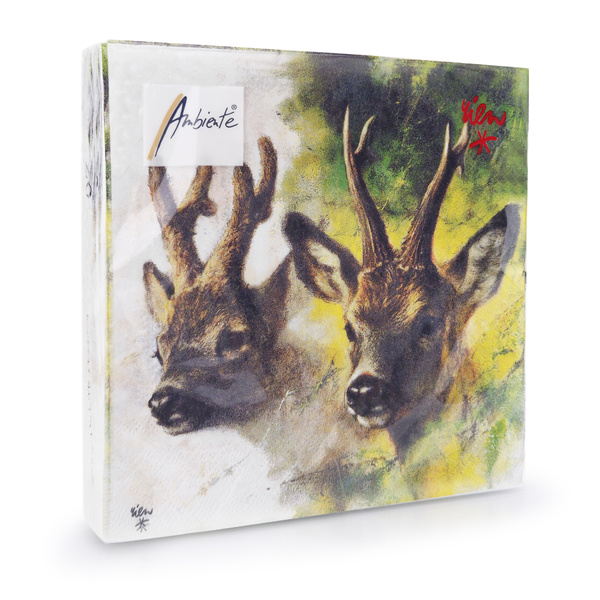 Papierowe serwetki myśliwskie wzór ROGACZE 33x33cm - 20 sztuk