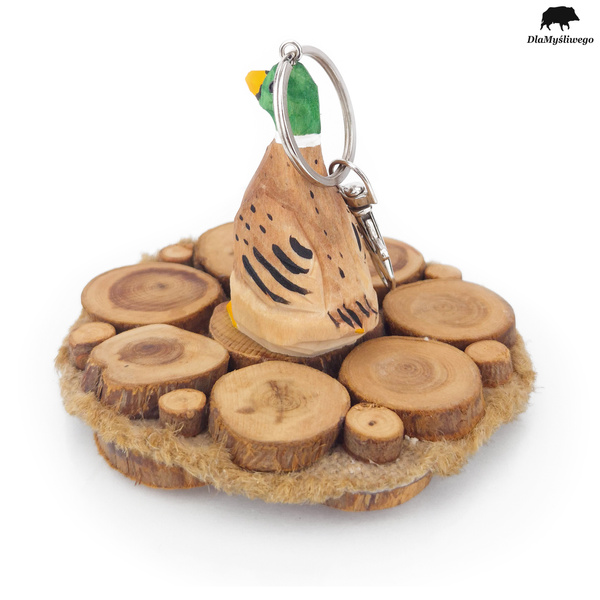 Drewniany brelok do kluczy z myśliwskim motywem - KACZKA
