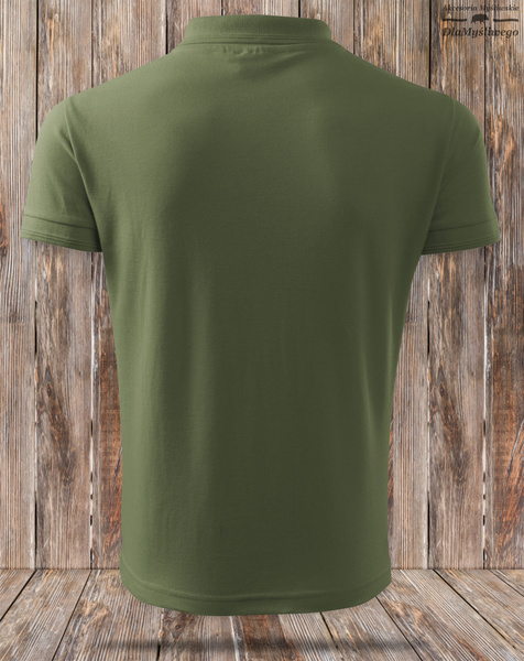 Myśliwska koszulka polo kolor khaki nadruk BYK wzór nr 2