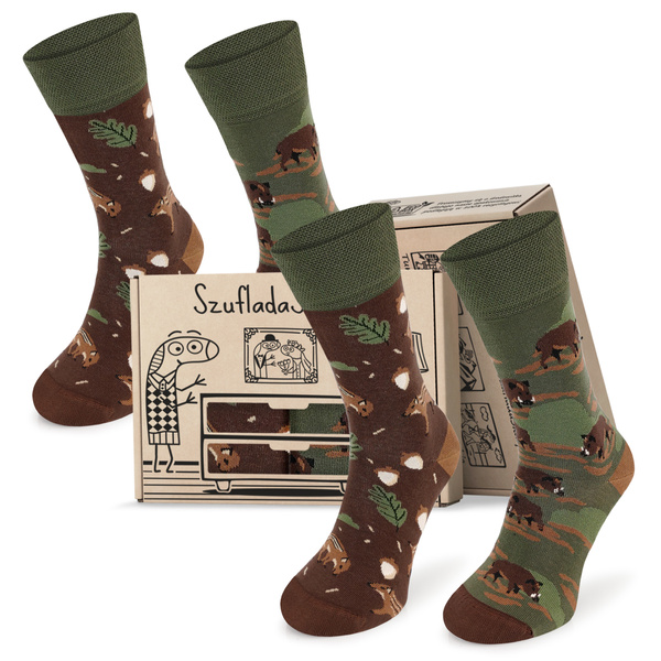 Zestaw 2 par skarpetek myśliwskich w pudełku prezentowym DZIKI