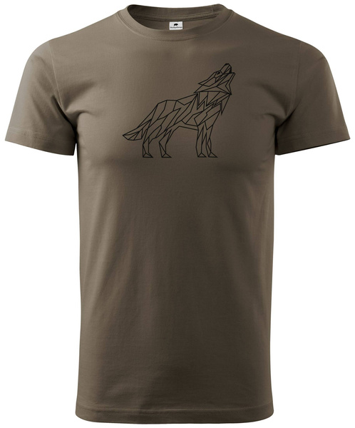 Koszulka T-shirt z myśliwskim nadrukiem geometrycznym Wilk