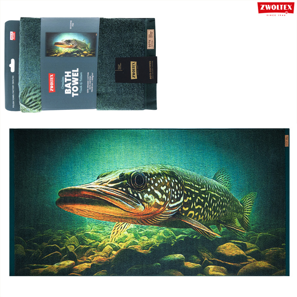 Wędkarski ręcznik bawełniany firmy Zwoltex - wzór Szczupak - 70x140cm