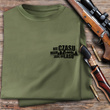 Myśliwska koszulka bawełniana T-shirt khaki mały nadruk - NIE MAM CZASU JADĘ DO LASU