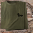 Koszulka bawełniana T-shirt zieleń wojskowa, mały nadruk - JAMNIK GŁADKOWŁOSY
