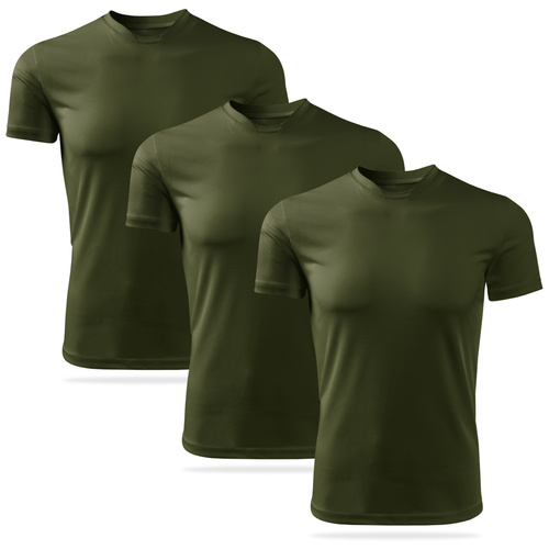 Zestaw 3 sztuk termoaktywnych koszulek męskich kolor zieleń wojskowa