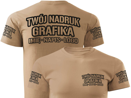 Piaskowa męska koszulka T-shirt z własnym nadrukiem