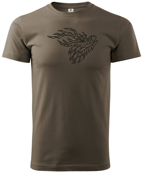 Koszulka T-shirt z myśliwskim nadrukiem geometrycznym Byk na rykowisku
