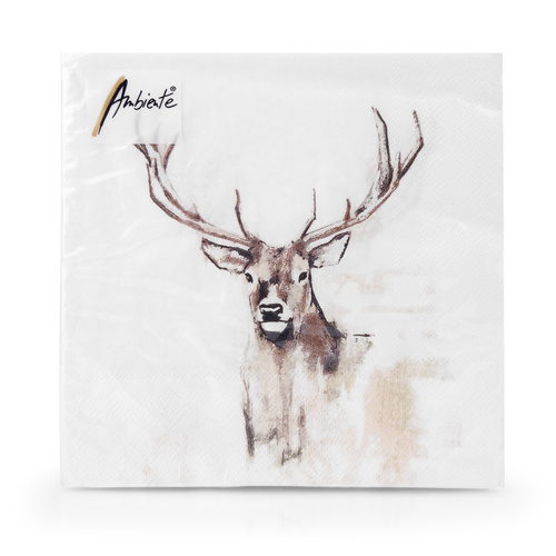 Papierowe serwetki myśliwskie wzór GŁOWA BYKA 33x33cm - 20 sztuk