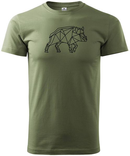 Koszulka T-shirt z myśliwskim nadrukiem geometrycznym Dzik