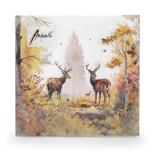 Papierowe serwetki myśliwskie wzór JELENIE 33x33cm - 20 sztuk