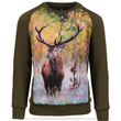 Bluza dziecięca bawełniana, kolor khaki, nadruk JELEŃ