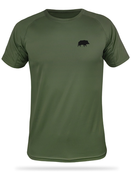 T-shirt termoaktywny khaki nadruk DZIK