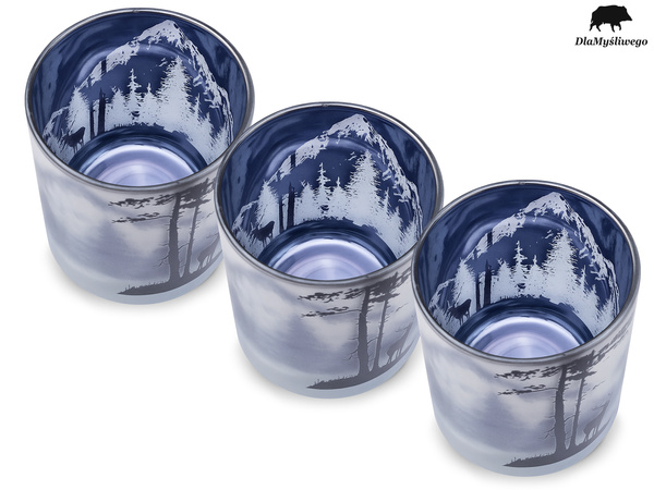 Zestaw 3 sztuk ozdobnych świeczników do tea lightów z myśliwskim wzorem BYKA