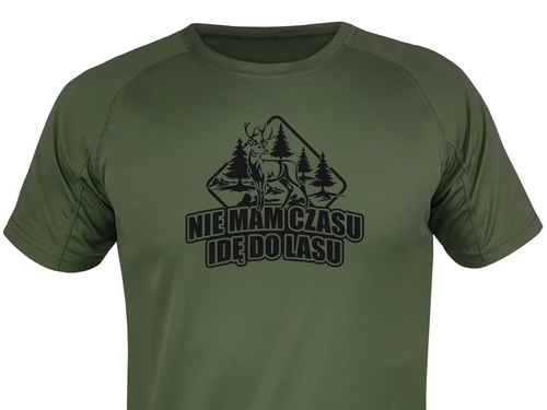 T-shirt termoaktywny khaki nadruk NIE MAM CZASU IDĘ DO LASU wz.1