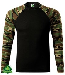 Koszulka longsleeve czarna z kamuflażem brązowym