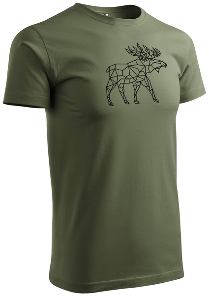 Koszulka T-shirt z myśliwskim nadrukiem geometrycznym Łoś