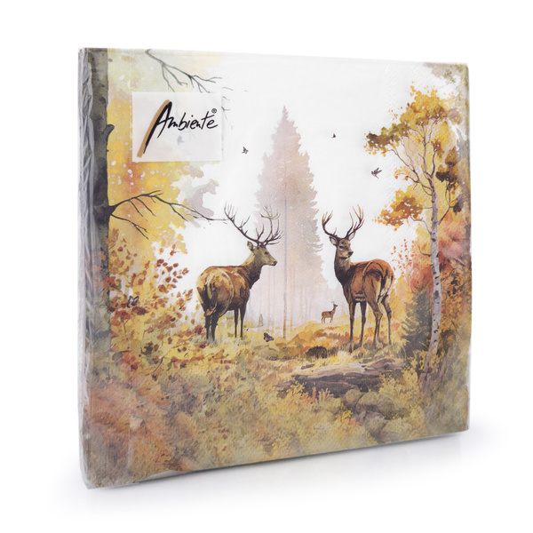 Papierowe serwetki myśliwskie wzór JELENIE 33x33cm - 20 sztuk