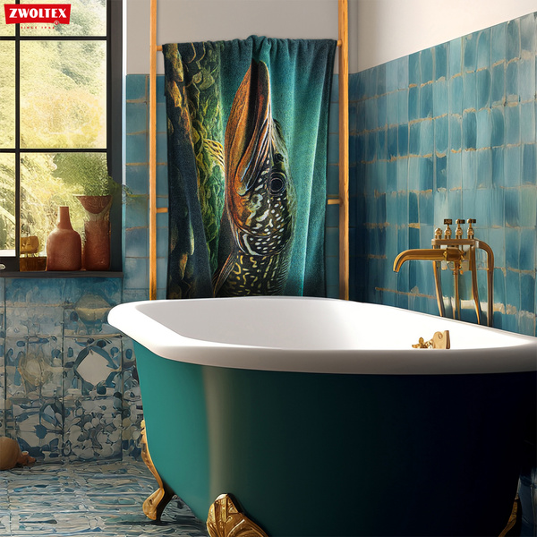 Komplet wędkarskich ręczników bawełnianych Zwoltex - Szczupak - 50x100cm + 70x140cm