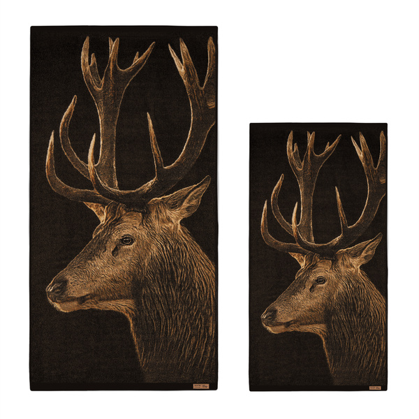 Komplet myśliwskich ręczników bawełnianych Zwoltex - Jeleń - 50x100cm + 70x140cm